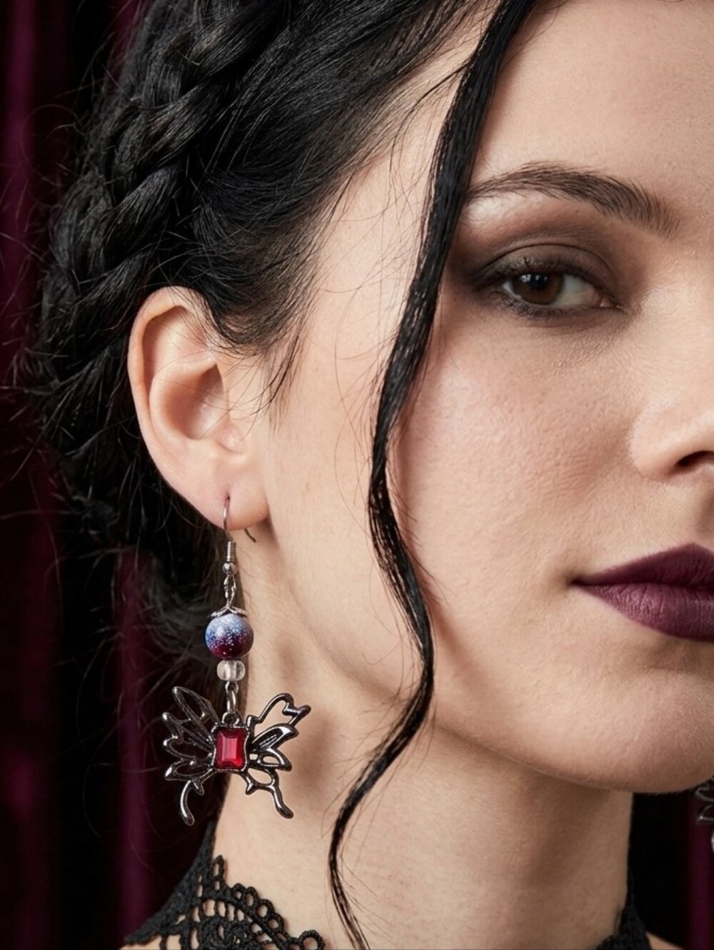 Handcrafted One Of A Kind Gothic Butterfly Earrings